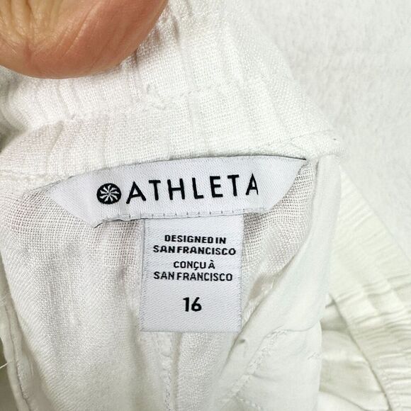 Athleta Retreat Linen Wide Leg Pants Size 16 Calla Lily White Coastal Beach - Picture 6 of 7